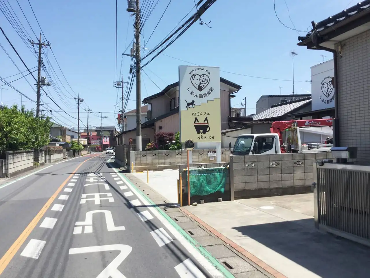 しおん動物病院 ねこカフェの看板