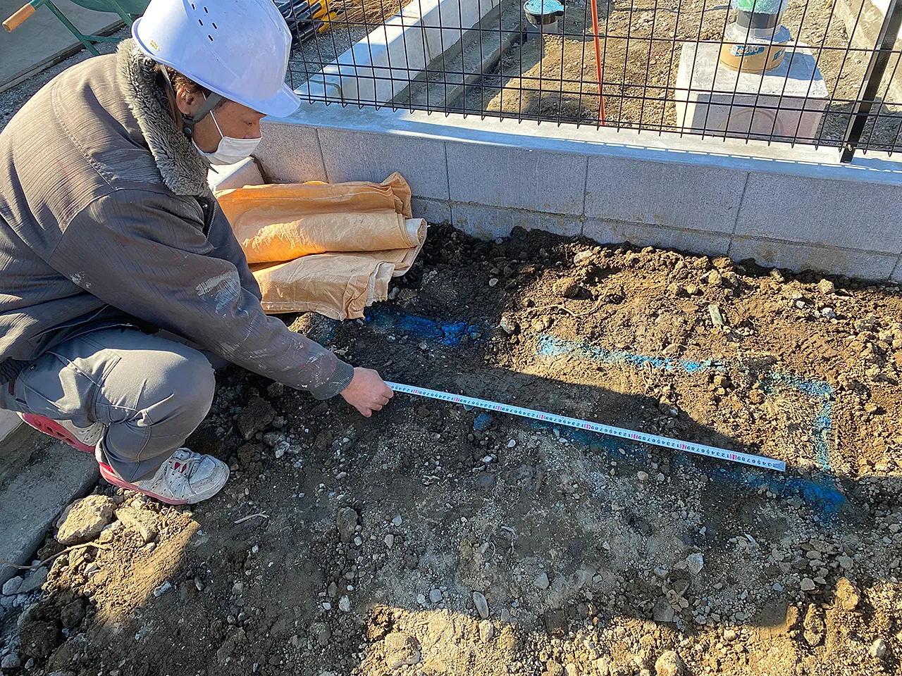 自立看板を設置する場所を計測
